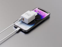 Fehér Techancy TA2826 USB-C és USB-A gyorstöltő Lightning kábellel