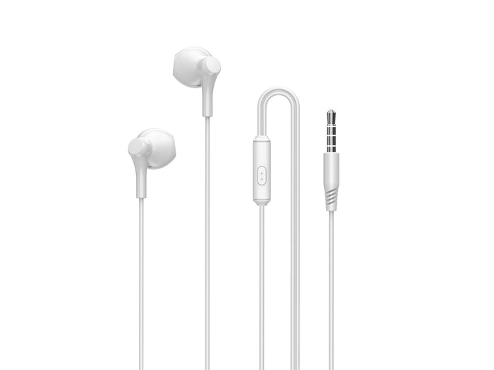 Fehér Techancy TD8088 vezetékes fülhallgató mikrofonnal