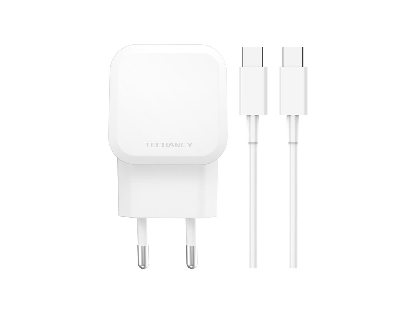 Fehér Techancy USB-C PD töltő szett kábellel
