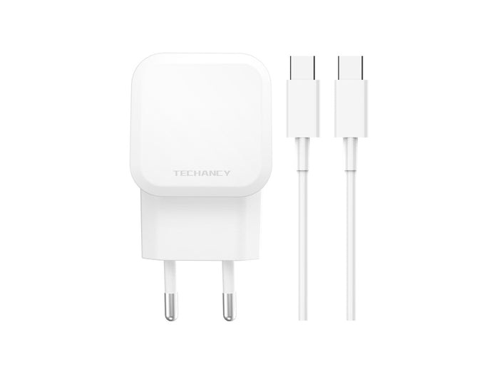 Fehér Techancy USB-C PD töltő szett kábellel