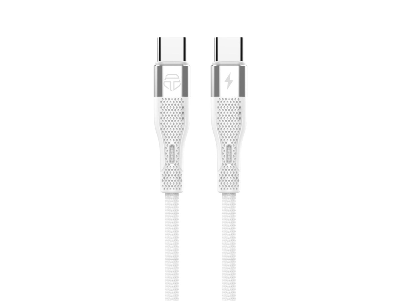 Fehér Techancy USB-C–USB-C gyorstöltő kábel