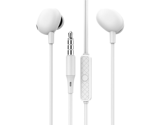 Fehér Techancy TD8040 vezetékes fülhallgató mikrofonnal