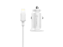 Fehér Techancy TC6408 mini autós töltő Lightning kábellel