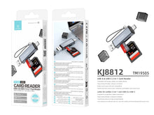 Szürke Techancy KJ8812 USB-A és USB-C kártyaolvasó