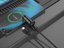 Fekete Techancy TC6407 mini autós töltő USB-C kábellel