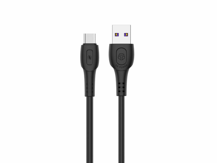 Fekete Techancy USB-A–USB-C kábel 1 m hosszban