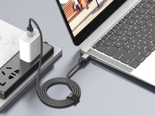 Fekete Techancy USB-C–USB-C kábel fonott kialakítással