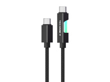 Fekete Techancy USB-C–USB-C kábel RGB fénnyel