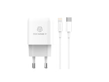Fehér Techancy TA2801 hálózati gyorstöltő USB-C–Lightning kábellel