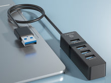 Fekete Techancy KT2904 USB hub 4 porttal