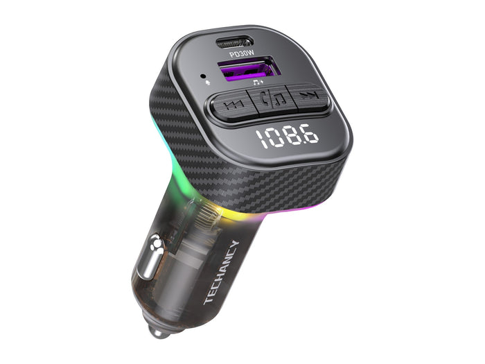 Fekete Techancy TE0871 Bluetooth FM-transzmitter autóba