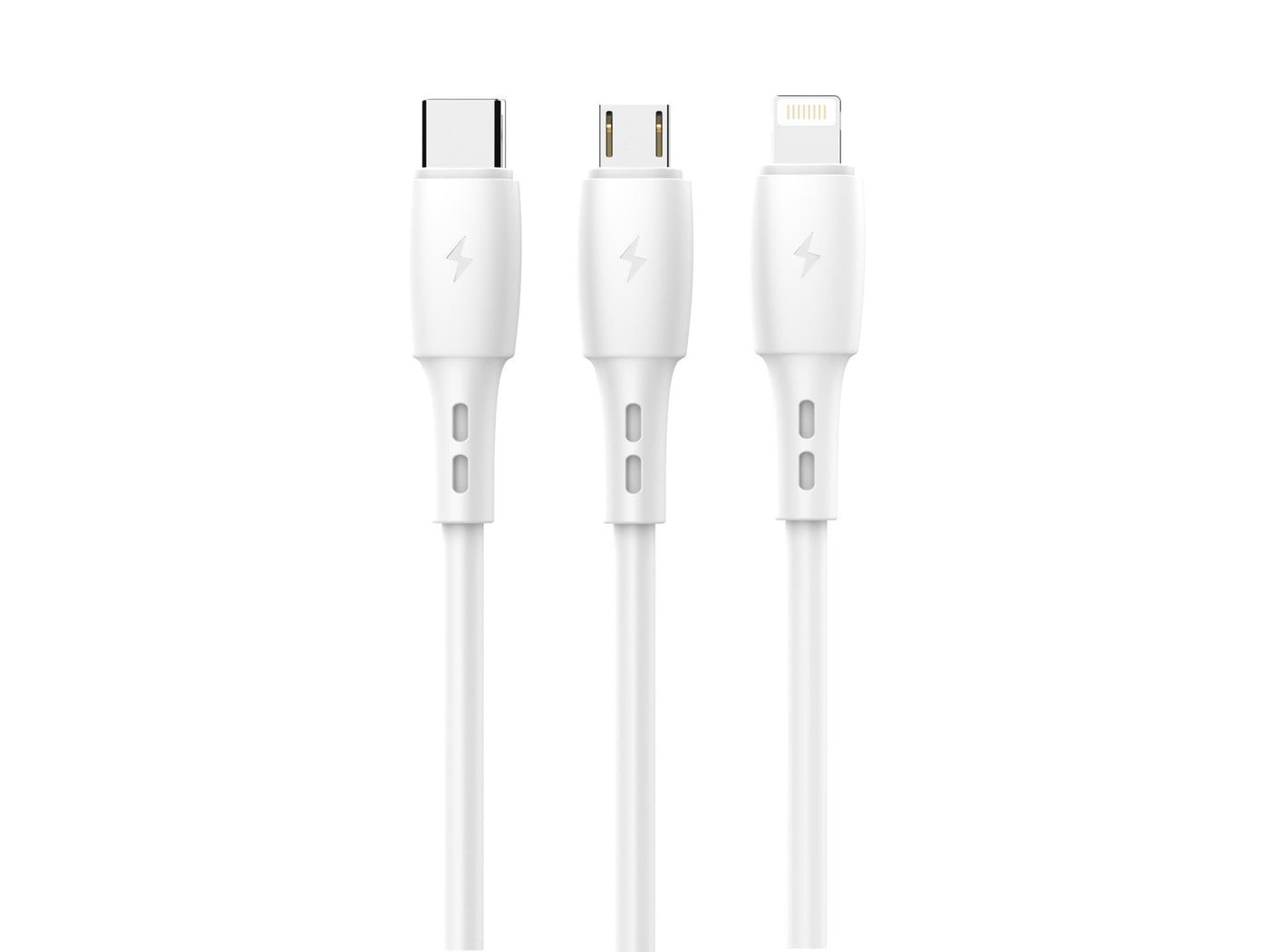 Techancy 3 az 1-ben töltőkábel USB-C, Micro USB és Lightning csatlakozóval