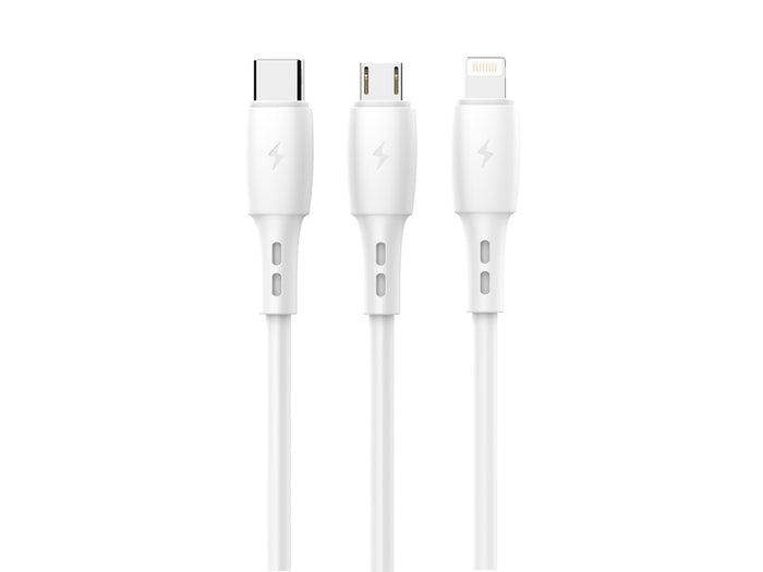Techancy 3 az 1-ben töltőkábel USB-C, Micro USB és Lightning csatlakozóval