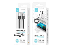 Fekete Techancy USB-A–USB-C töltőkábel 3 m hosszban