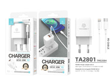 Fehér Techancy TA2801 hálózati gyorstöltő USB-C–Lightning kábellel