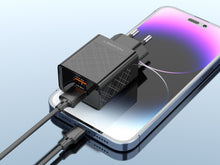 Fekete Techancy dupla USB-A töltő kábelkészlettel