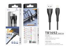 Fekete Techancy fonott USB-A–Lightning kábel