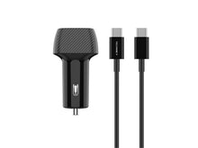 Fekete Techancy autós töltő USB-A és USB-C porttal