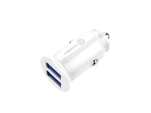Fehér Techancy TC6417 mini autós töltő két USB-porttal