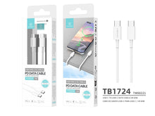 Fehér Techancy USB-C–USB-C gyorstöltő kábel
