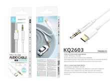 Fehér Techancy USB-C–3,5 mm AUX audiokábel