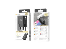 Fekete Techancy TA2787 USB-A fali töltő kábelkészlettel