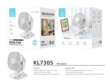 Fehér Techancy KL7305 csíptethető asztali ventilátor