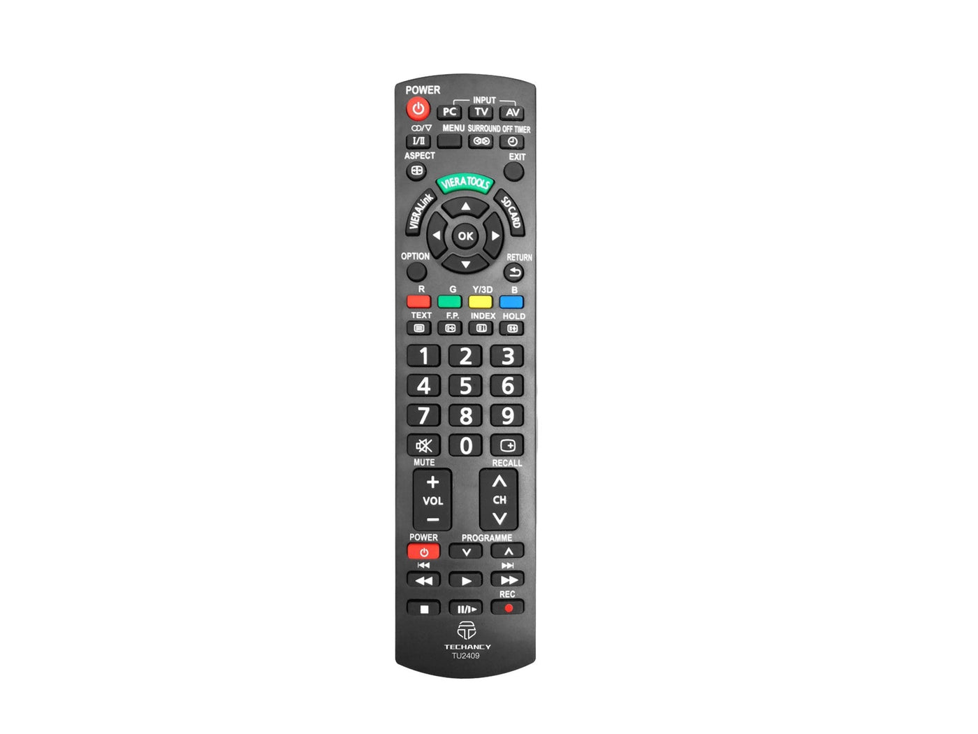 Fekete Techancy TU2409 távirányító Panasonic televíziókhoz