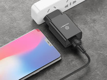 Fekete Techancy TA2787 USB-A fali töltő kábelkészlettel