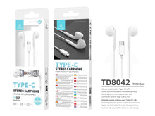 Fehér Techancy TD8042 vezetékes Type-C fülhallgató
