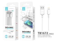 Fehér Techancy USB-A–Lightning kábel 3 m hosszban