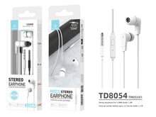 Fehér Techancy TD8054 vezetékes fülhallgató
