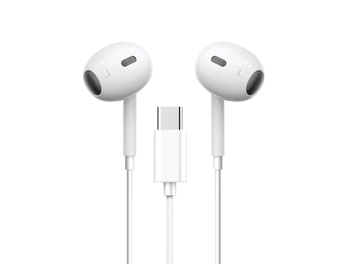 Fehér Techancy USB-C sztereó fülhallgató mikrofonnal