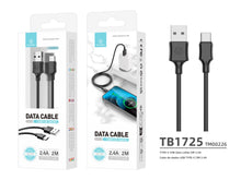 Fekete Techancy USB-A–USB-C adatkábel