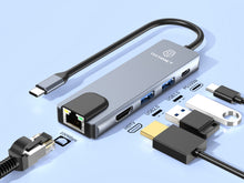 Techancy Hub USB-C 5 em 1 KT2910 com HDTV, PD, USB 3.0/2.0 e RJ45, Compativel com PC e Telemovel, Cinzento-2