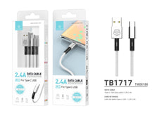 Fehér Techancy USB-A–USB-C adatkábel