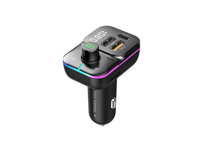 Fekete Techancy TE0868 autós Bluetooth FM-transzmitter