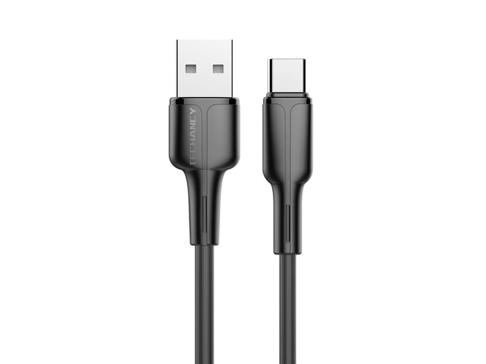 Fekete Techancy USB-A–USB-C adatkábel