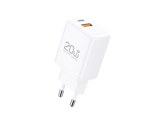 Fehér Techancy TA2825 USB-C és USB-A gyorstöltő
