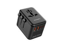 Fekete Techancy univerzális utazóadapter USB-C portokkal