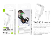 Fehér Techancy TA2824 USB-C gyorstöltő kábellel