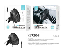 Fekete Techancy KL7306 USB autós ventilátor