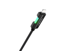 Fekete Techancy USB-C–Lightning kábel RGB világítással