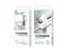 Fehér Techancy USB-A hálózati töltő Lightning kábellel