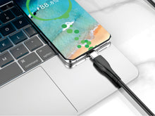Fekete Techancy USB-A–USB-C töltő- és adatkábel