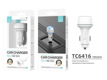 Fehér Techancy TC6416 autós töltő USB-A és USB-C porttal