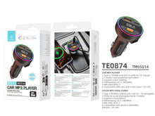 Fekete Techancy TE0874 Bluetooth FM transzmitter autóba