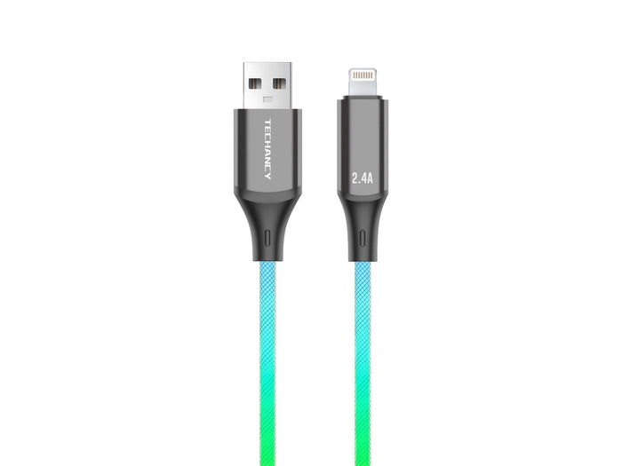 Techancy USB-C–Lightning kábel RGB világítással