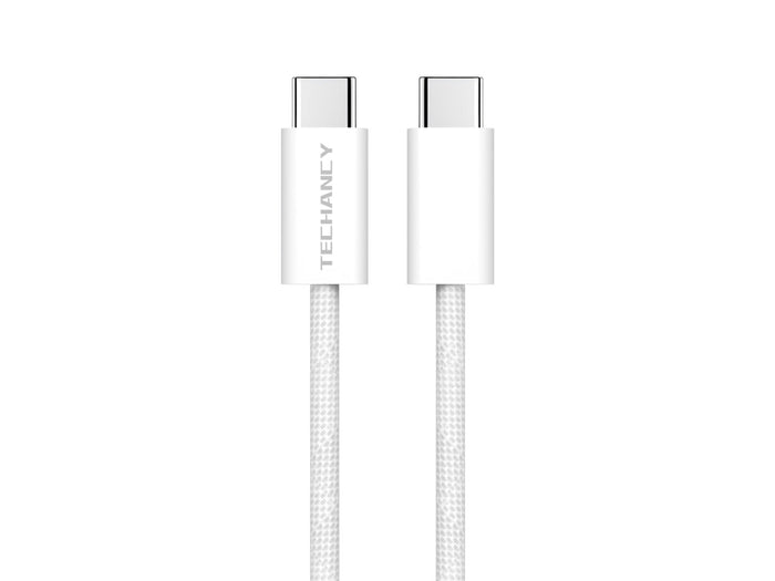 Techancy Cabo USB-C para USB-C TB4764 1M PD 60W, Trancado, Carga Rapida, Compativel com Telemoveis e Portateis, Branco-0