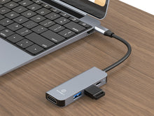 Techancy Hub USB-C 4 em 1 KT2908 com HDTV, PD, USB 3.0 e USB 2.0, Compativel com PC e Telemovel, Cinzento-1
